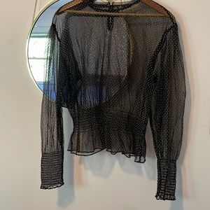 Zara Black and White Polka Dot Large Blouse
